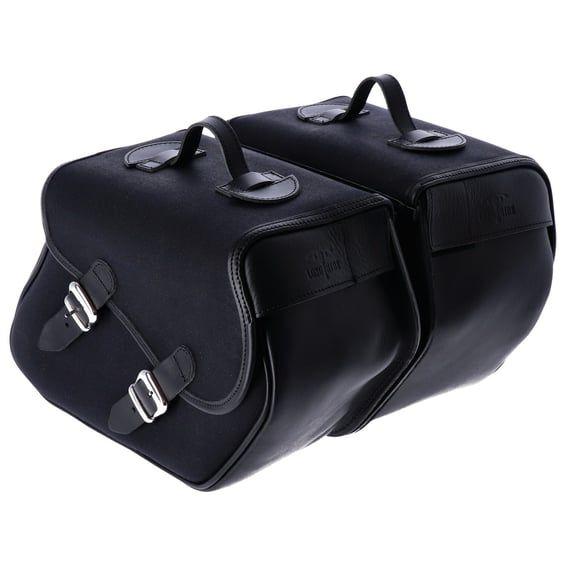 Heritage waxed cotton saddlebags. Black
