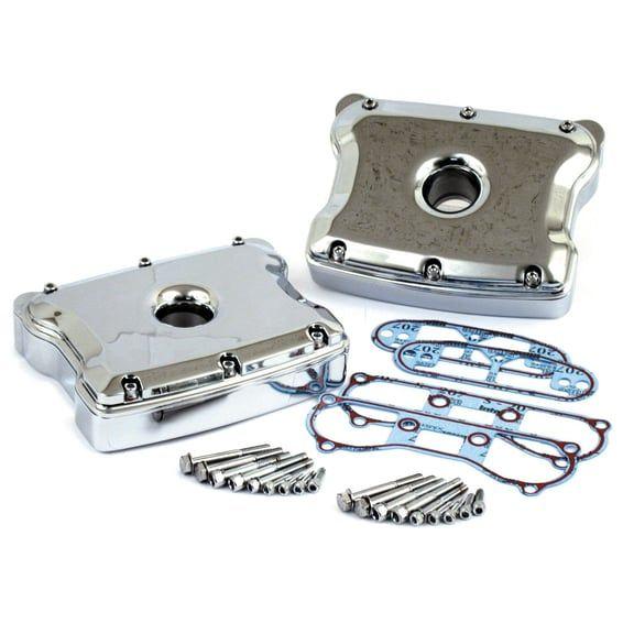 Evo rocker covers set, custom style. Chrome