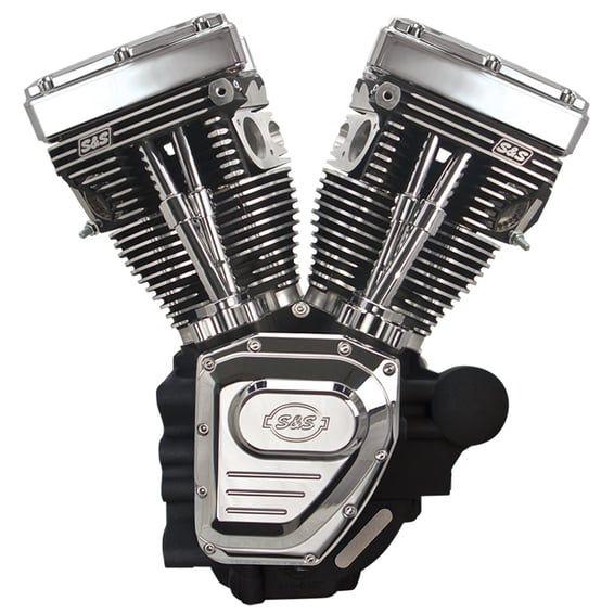 4-1/8" bore 124" long block TC engine. Black/chrome
