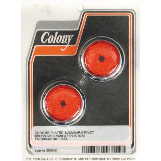 swingarm pivot bolt cover set. Red reflector