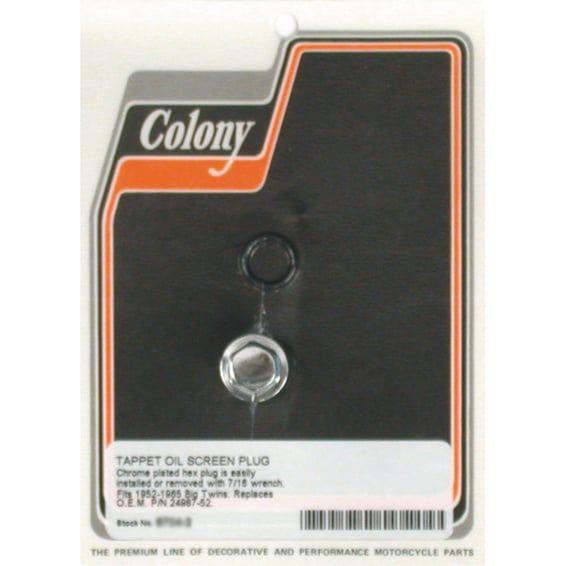 hex plug oil screen crankcase. Chrome