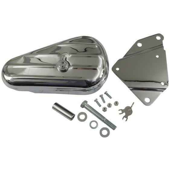 Softail ribbed tool box kit, right side. Chrome