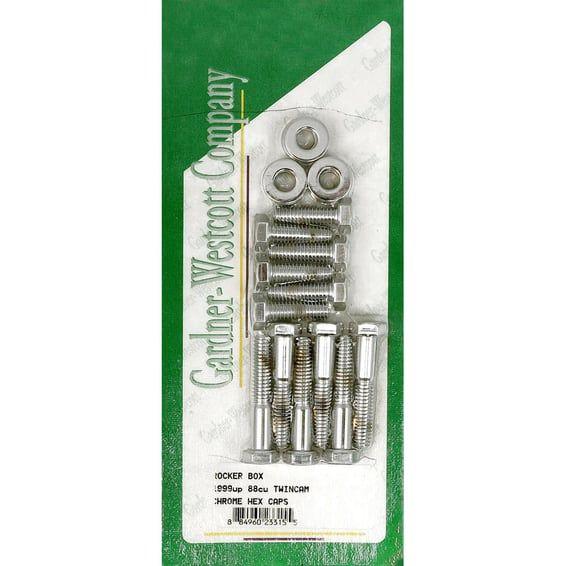 GW, rocker box top bolt kit. Hex, chrome