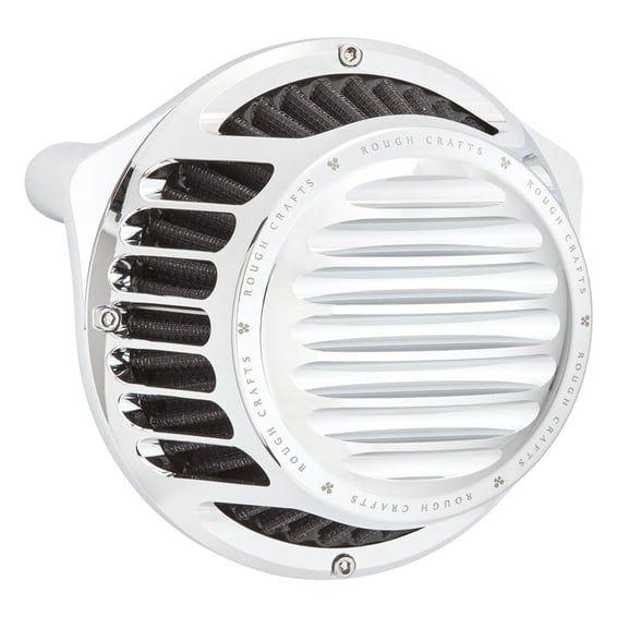 Round Finned air cleaner assembly. Chrome