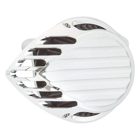 Teardrop Finned air cleaner assembly. Chrome