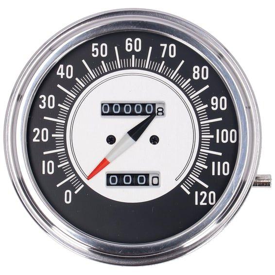 FL speedometer, '68-72 face', black/silver. 1:1 mph