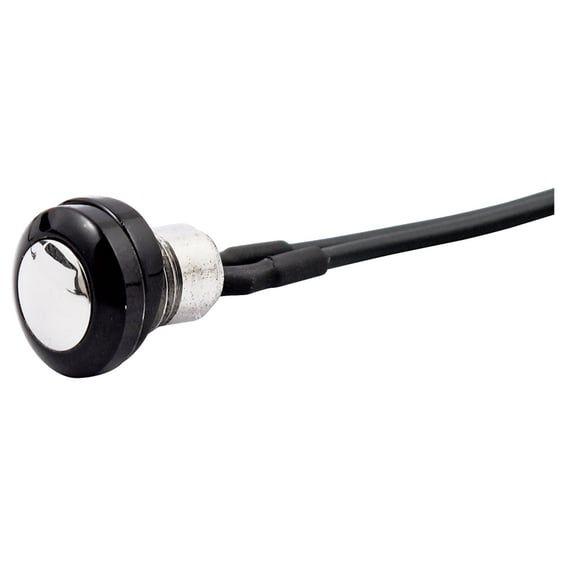 Smooth push button switch. two-tone black/polished