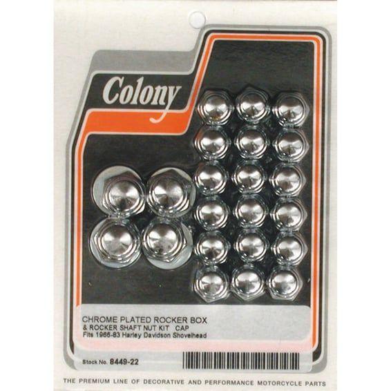 Shovel rocker box top nut kit. Chrome, Cap style
