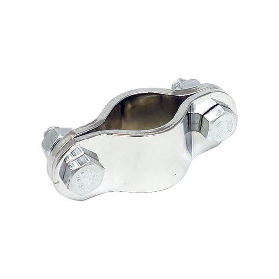 2-piece frame clamp. 1" diameter. Chrome
