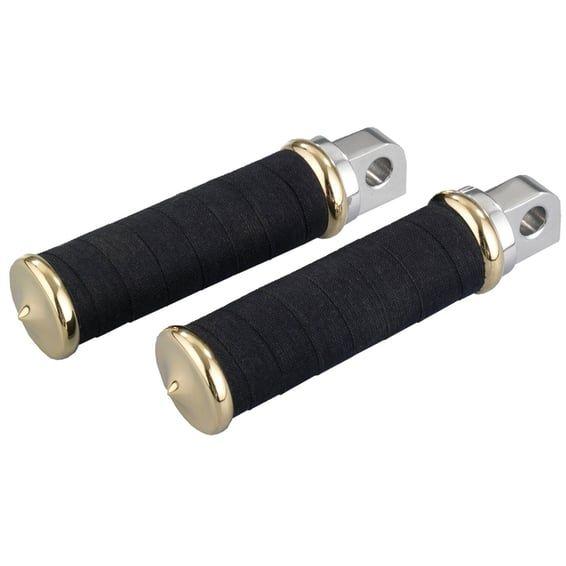 K-Tech, Fabric Tape rider foot pegs. Polished & Brass