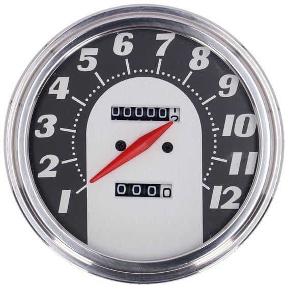 FL speedometer, '62-67 face', black/silver. 2.24:1 mph