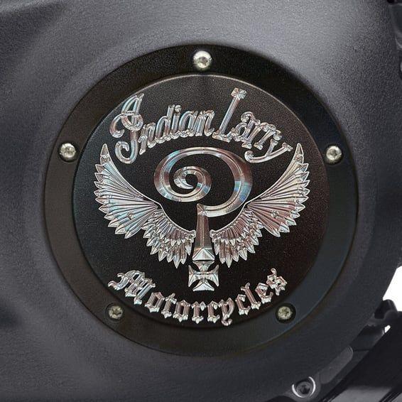Indian Larry, 'Indian Larry' logo derby cover. Matte black