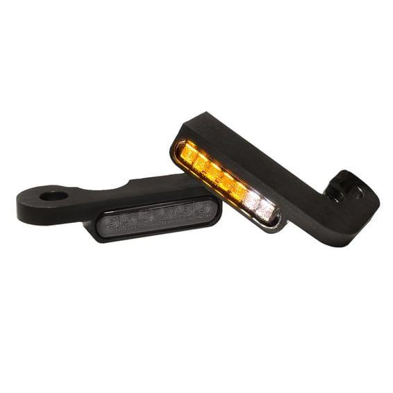 'Stripes' below bar turn signals. Black anodized