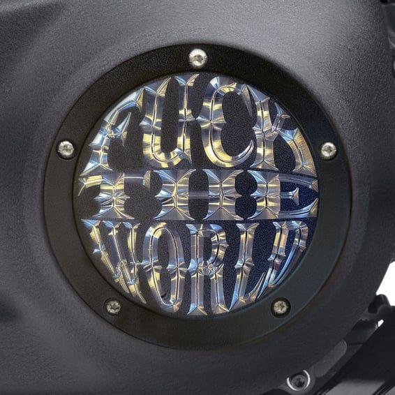 Indian Larry, 'FTW' derby cover. Matte black/clear