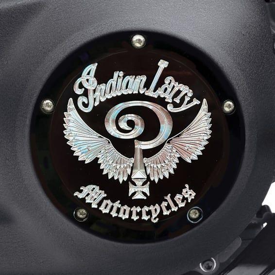 Indian Larry, 'Indian Larry' logo derby cover. Gloss black