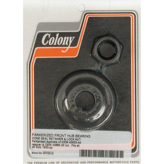 wheel bearing cone seal retainer & nut kit. Black