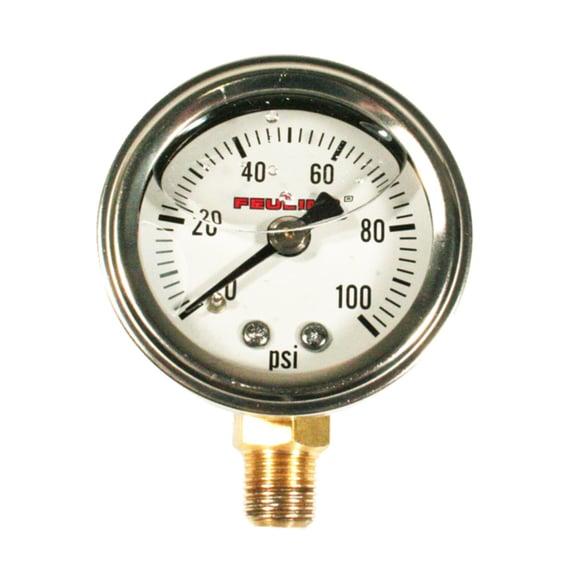 liquid filled 100PSI oil pressure gauge. White