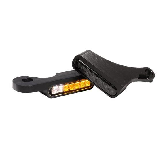 'Stripes' below bar turn signals. Black anodized