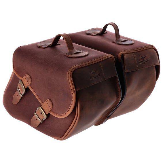 waxed cotton saddlebags. Brown