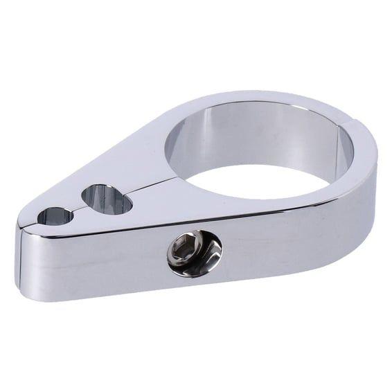 2-Piece frame cable clamp. Throttle/Idle/Brake. Chrome