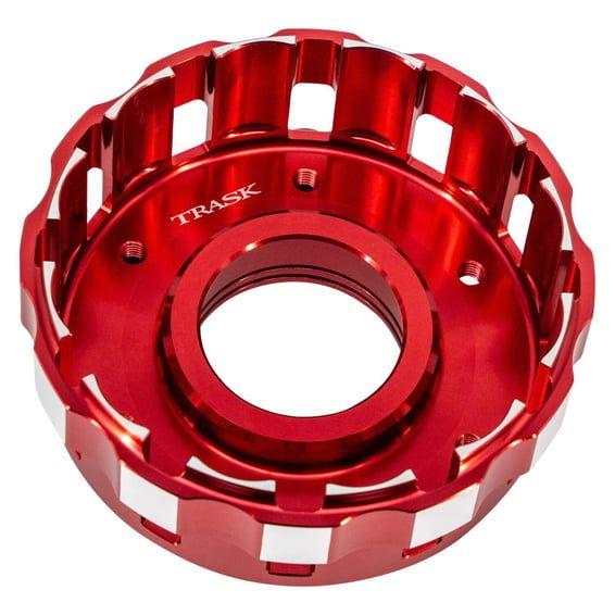 Trask, Twin Cam clutch basket. Hard anodized red
