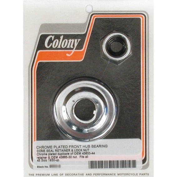 wheel bearing cone seal retainer & nut kit. Chrome