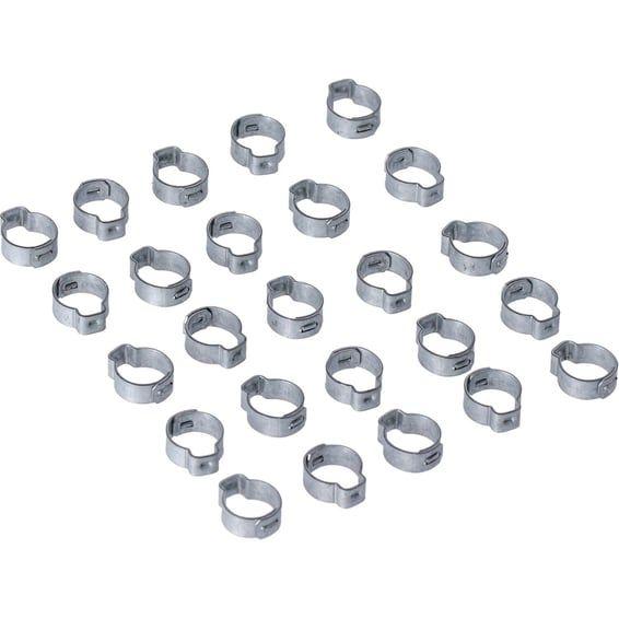 Crimp hose clamp, 17/32" (13.5mm) ID. Zinc