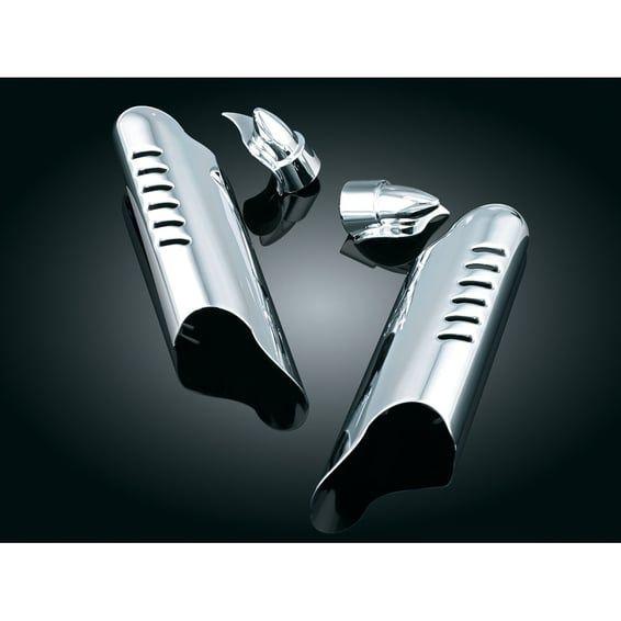 Lower leg deflector shields. Chrome