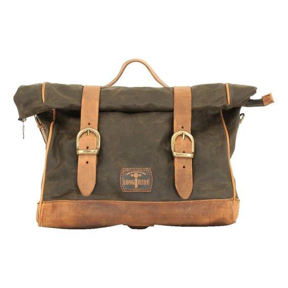 'Old Chopper' waxed cotton saddlebag. Khaki