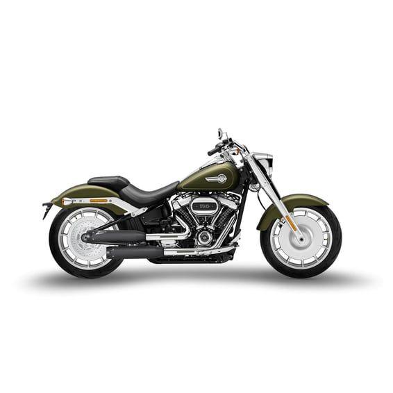 'Overlapped' 2-2 slip-on mufflers. Matte black