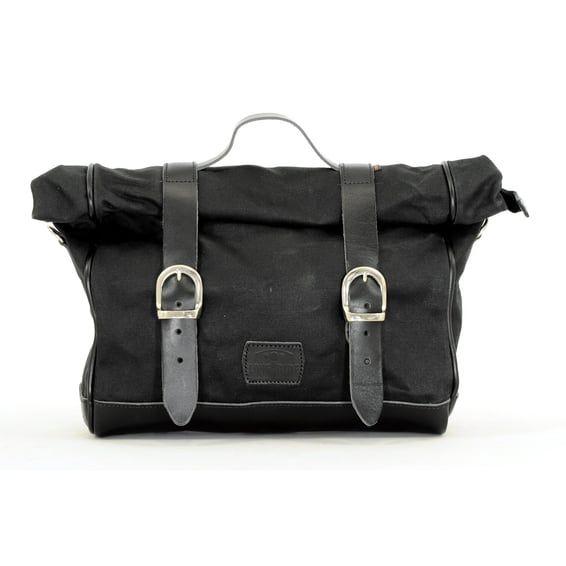 'Old Chopper' waxed cotton saddlebag. Black