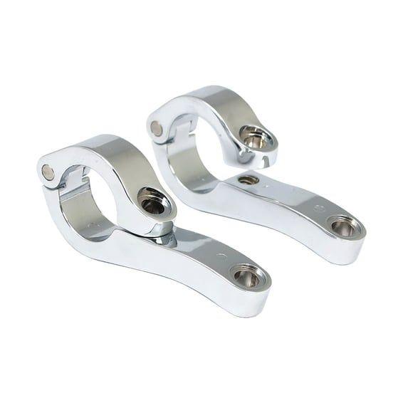 Engine guard clamp set, for spotlamps. long. Chrome