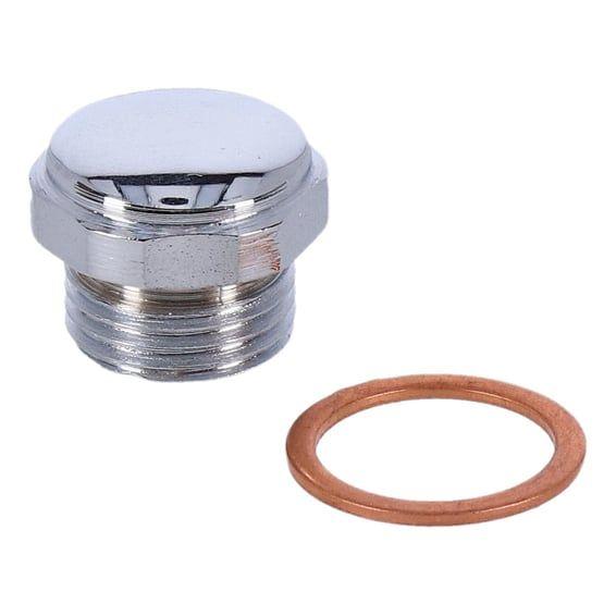 Timing/drain plug. OEM style allen. Chrome