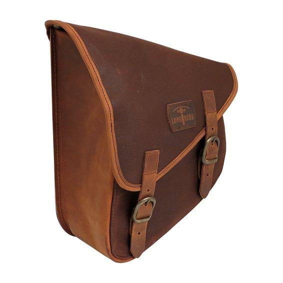 swingarm bag. Brown, waxed cotton