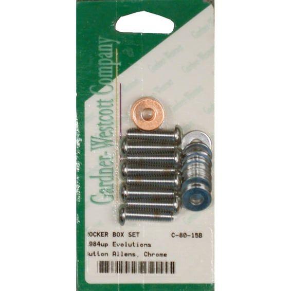 GW, rocker box top bolt kit. Buttonhead, chrome
