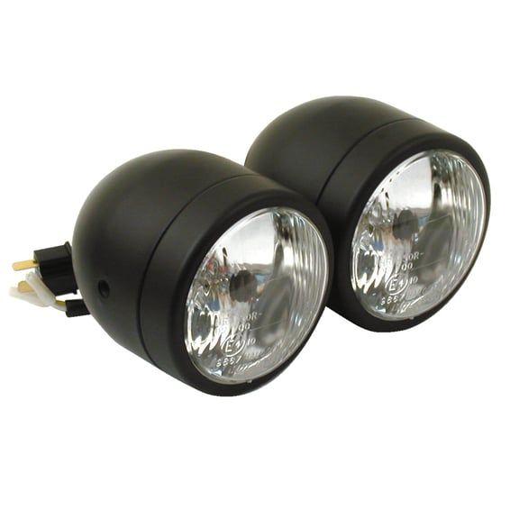Dual 4" H4 headlamp assembly. Black