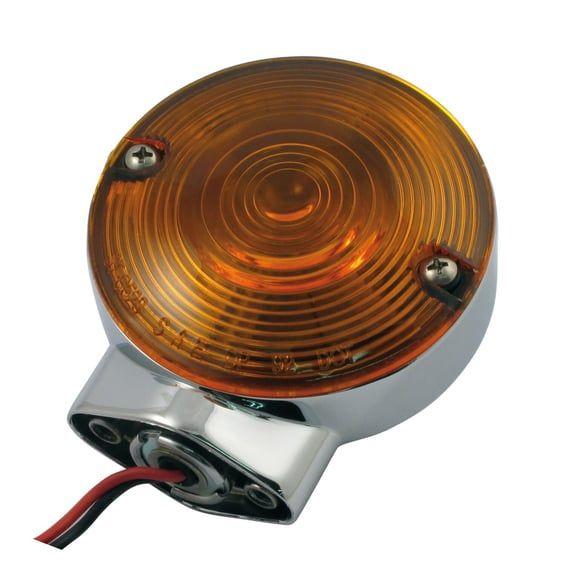 Turn signal assembly. Front. Amber lens. Chrome