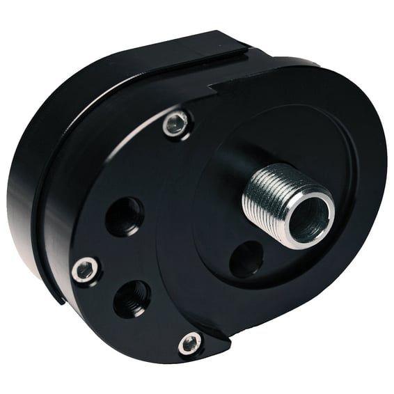 offset oil filter adapter. Black