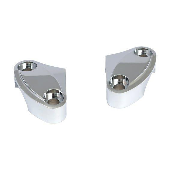 Handlebar top clamp set. Chrome, scalloped