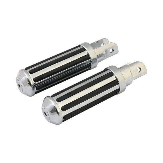 Rail foot pegs small diameter. Chrome w/rubber inlays