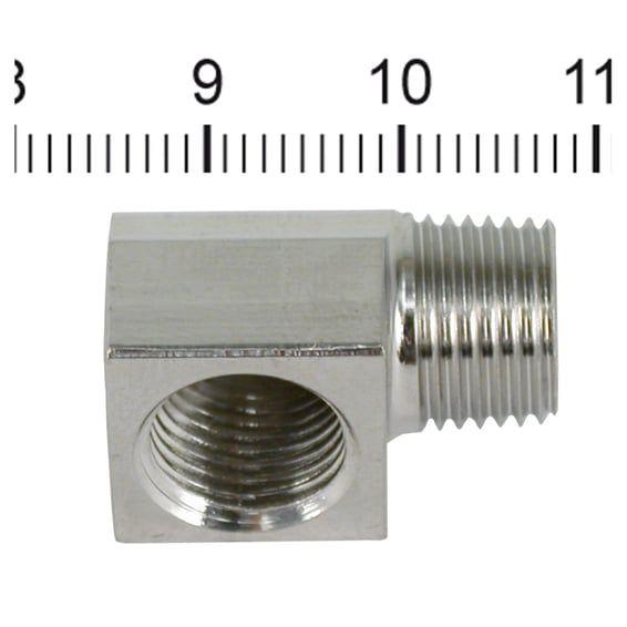 oil fitting adapter, 90 degree. Stainless