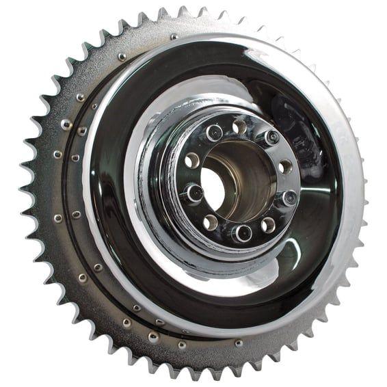 37-57 B.T. Rear brake drum & sprocket. Chrome