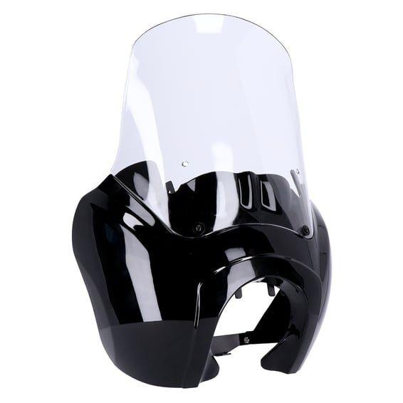 Headlamp fairing. Gloss black. Clear windshield