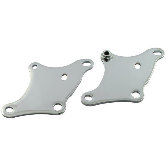 Motor mount plate set, lower front. Chrome
