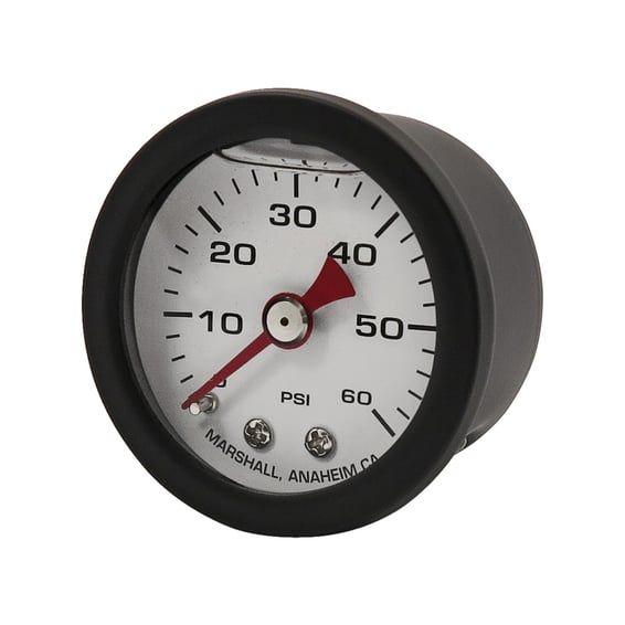 oil pressure gauge, 0-60 PSI. Black housing