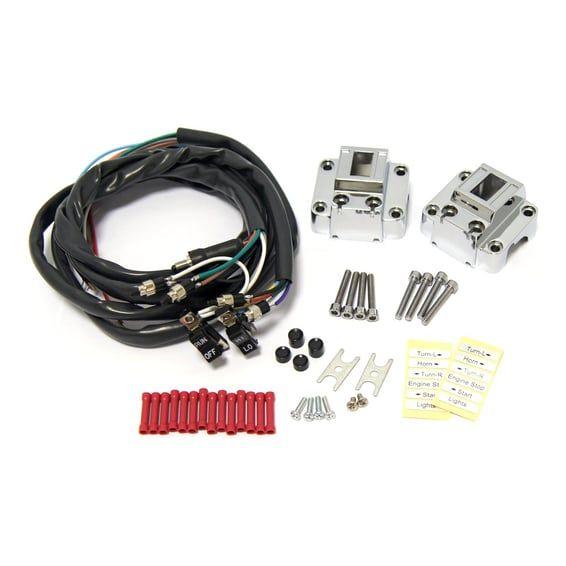 Handlebar switch housing kit. Chrome/black