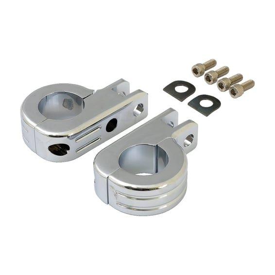 Engine guard foot peg mount kit. 1" (25.4mm) tubing. Chrome