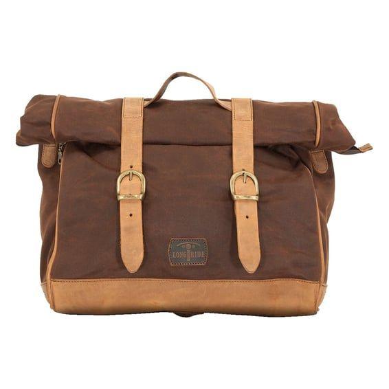 'Old Chopper' waxed cotton saddlebag. Marron Brown