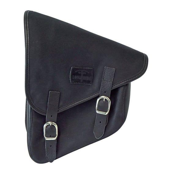 swingarm bag. Black, waxed cotton