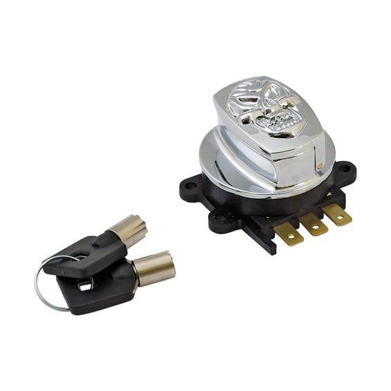 96-up ignition switch, side hinge type. Skull, chrome